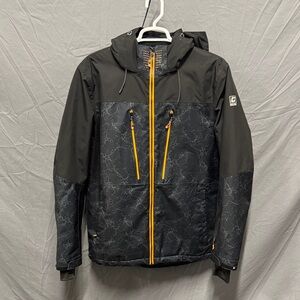 Men's Black and Gray Performance Jacket with Yellow Accents